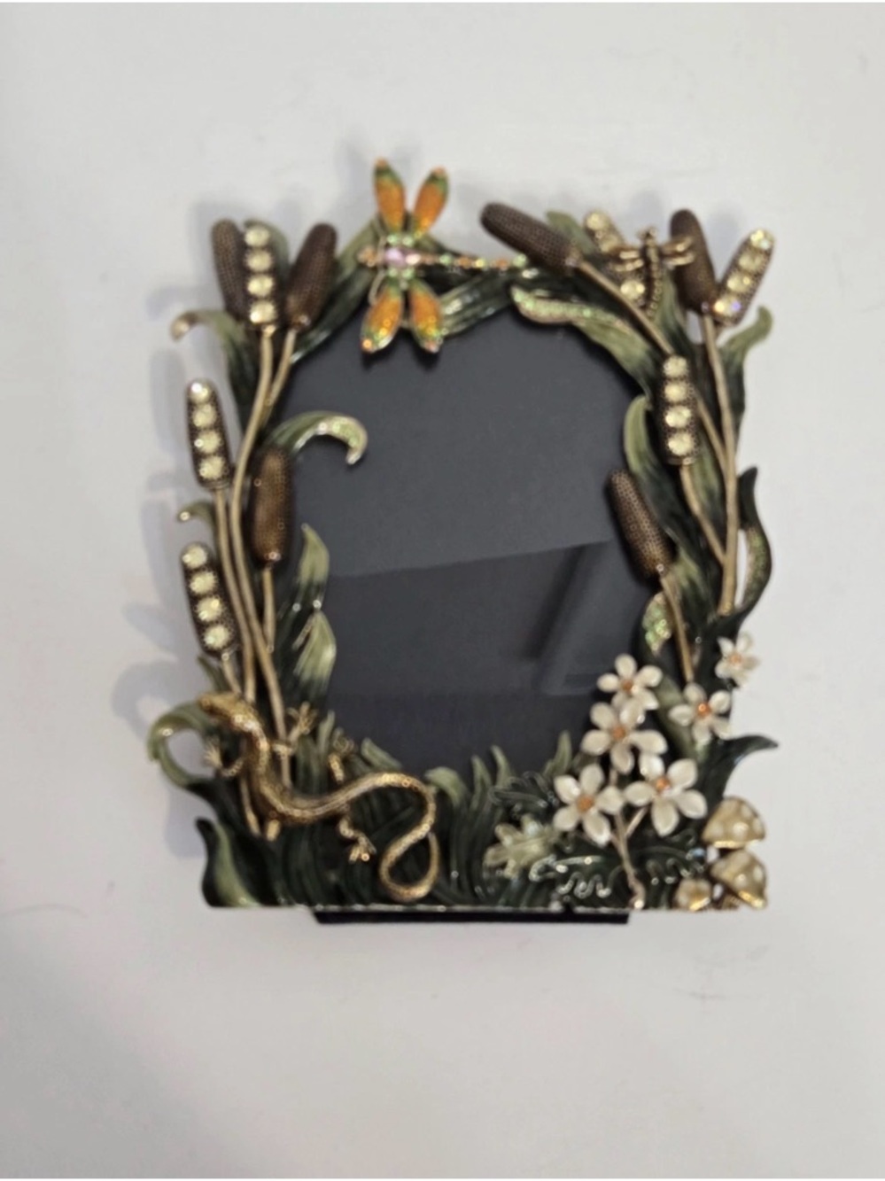 Ornate Floral Dragonfly Decorative Picture Frame - Gold & Green